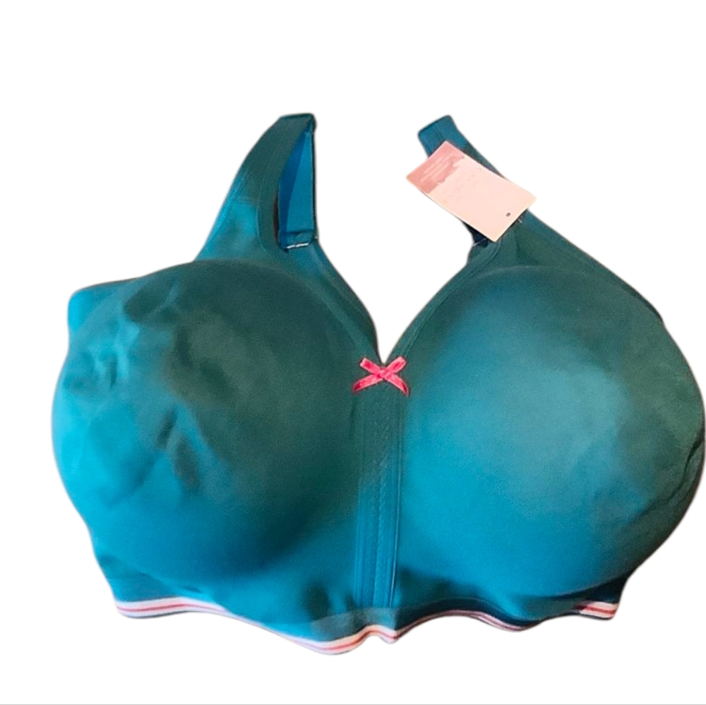 Cacique Teal Wireless Bra with Pink Accent 44H